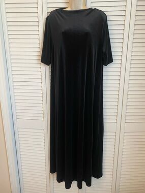 VTG NWT Ralph Lauren Black Velvet Maxi Dress 2XL Boat Neck Short Sleeves Formal